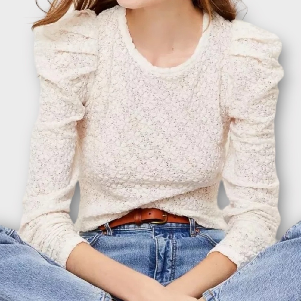 LOFT Cream Textured Blouse